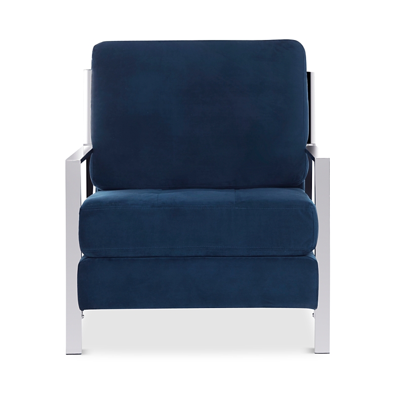 Safavieh Walden Modern Tufted Linen Chrome Accent Chair In Navy