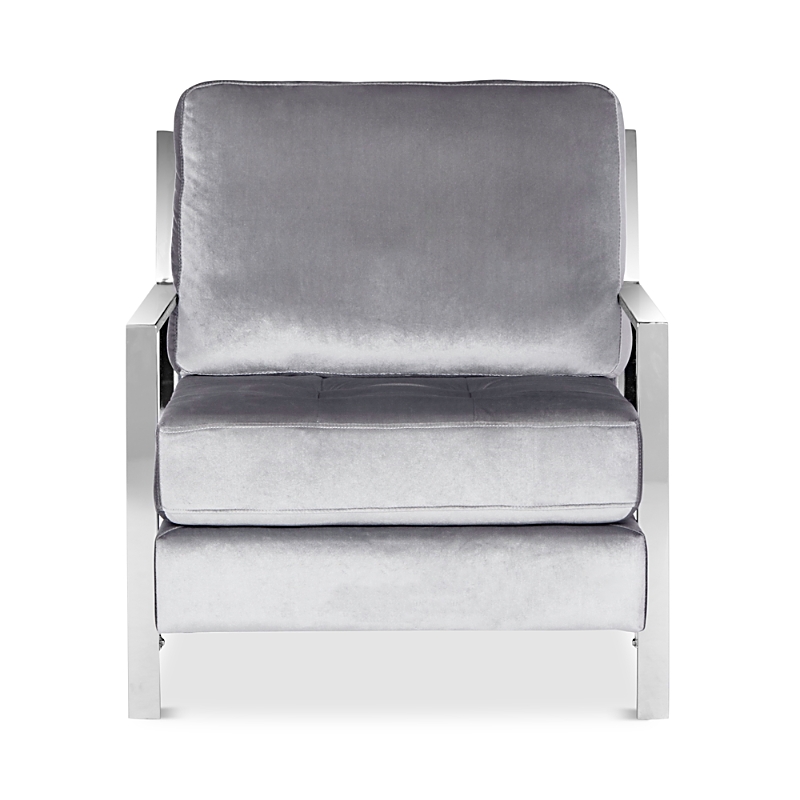 Safavieh Walden Modern Tufted Linen Chrome Accent Chair In Light Grey