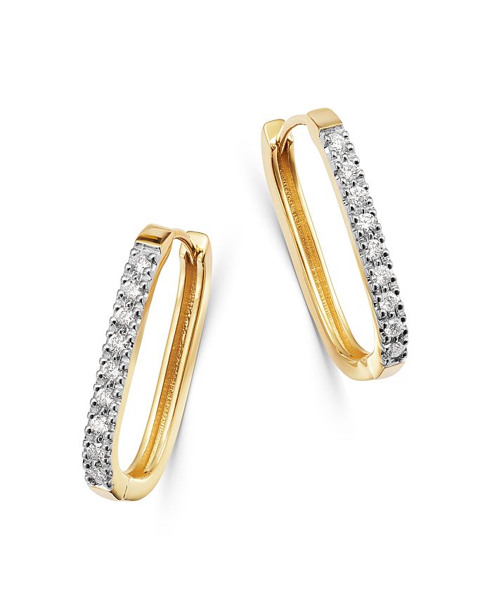 Bloomingdale's Diamond Square Hoop Earrings In 14k Yellow Gold - 100% Exclusive In White/gold