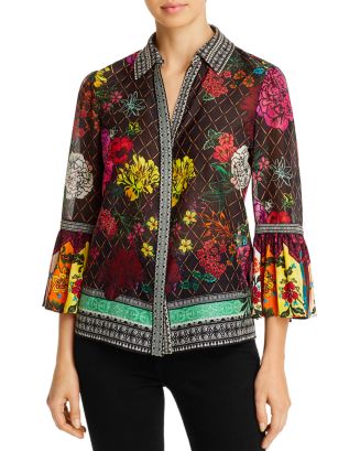 Alice and Olivia Alice + Olivia Rivera Bell-Sleeve Blouse | Bloomingdale's