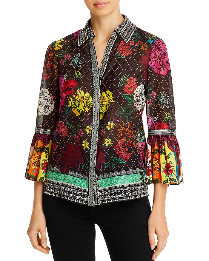 Alice and Olivia Alice + Olivia Rivera Bell-Sleeve Blouse | Bloomingdale's