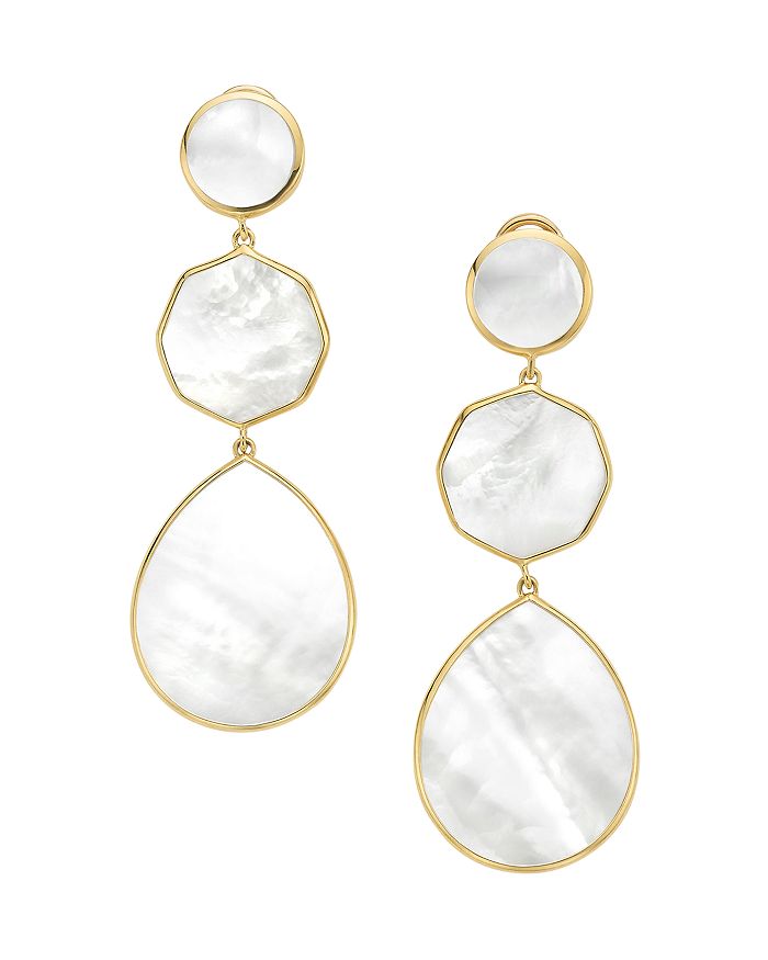 IPPOLITA 18K YELLOW GOLD POLISHED ROCK CANDY CRAZY 8S MOTHER-OF-PEARL CLIP-ON DROP EARRINGS,GE616MOPCLIP