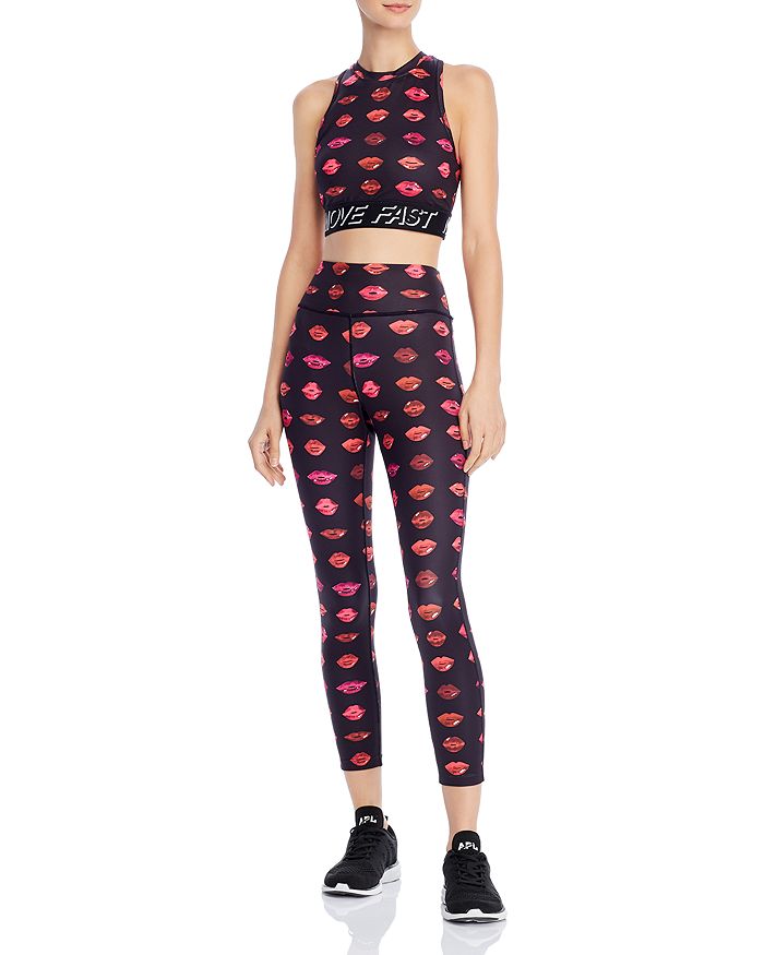 Pam Gela  Move Fast  By Lip Print Long Bra In Black ModeSens
