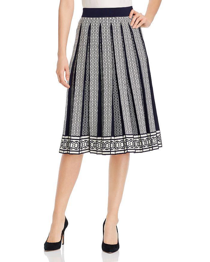 Tory Burch Gemini Link Pleated Midi Skirt | Bloomingdale's