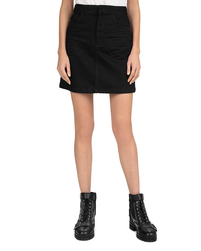 The Kooples Denim Mini Skirt in Black | Bloomingdale's