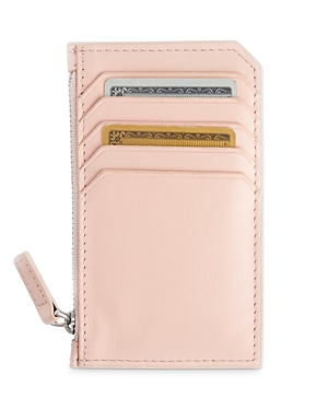 Shop Royce New York Leather Zipper Credit Card Case In Blush Pink
