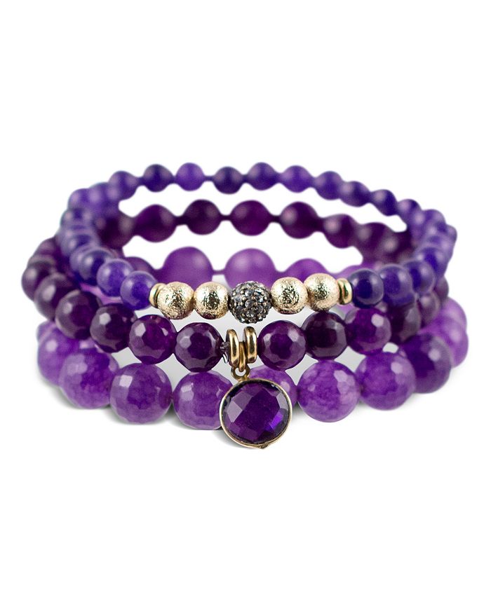Sequin Color Karma Stretch Bracelet In Purple/gold