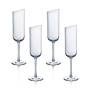 Villeroy & Boch New Moon Flute Champagne Glasses, Set Of 4 In Transparent