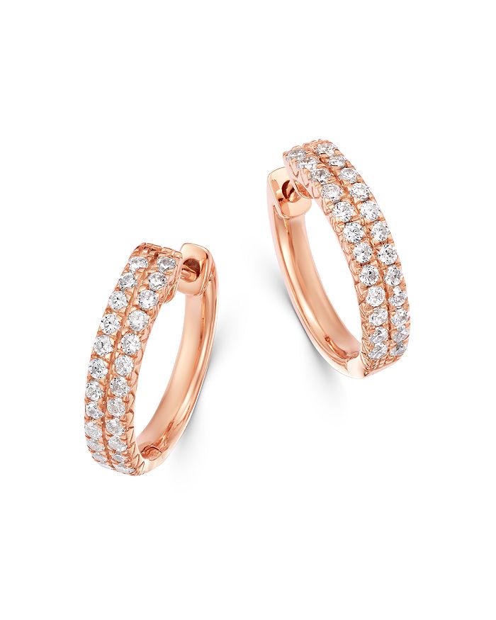 Shop Bloomingdale's Diamond Double-row Huggie Hoop Earrings In 14k Rose Gold, 0.50 Ct. Tw. - 100% Exclusive