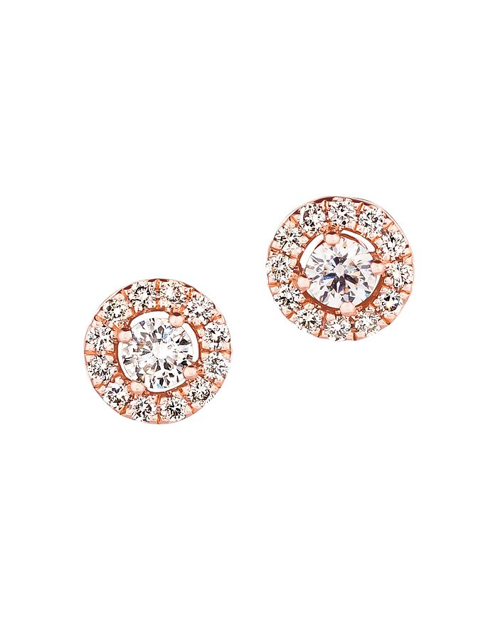 Bloomingdale's Champagne Diamond Halo Stud Earrings In 14k Rose Gold - 100% Exclusive In Champagne/rose Gold