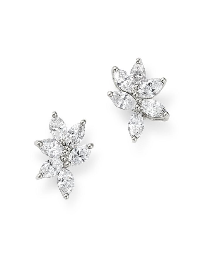 Bloomingdale's Diamond Cluster Stud Earrings in 18K White Gold, 1.05 ct ...