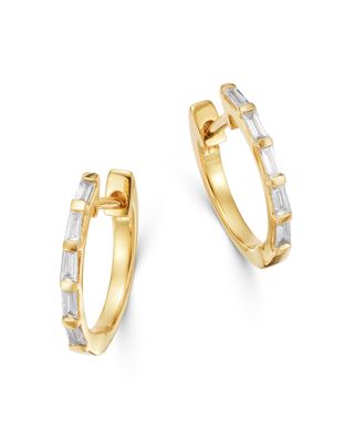 diamond baguette huggie earrings