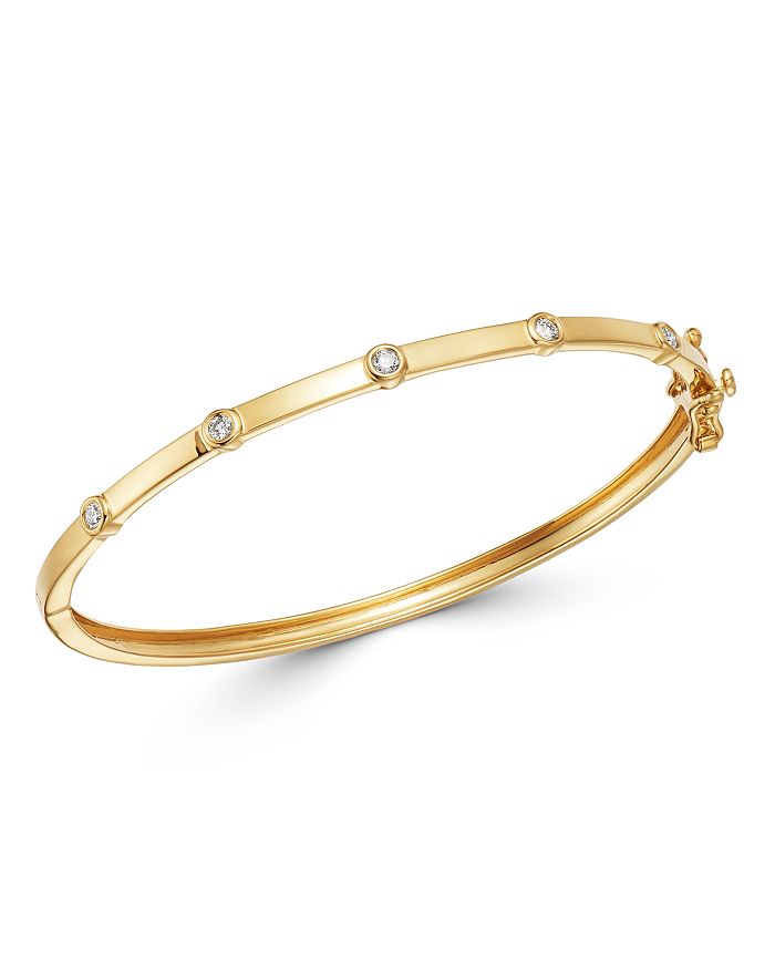 Bloomingdale's Diamond Bezel Set Bangle Bracelet In 14k Yellow Gold, 0.20 Ct. T.w. - 100% Exclusive In White/gold