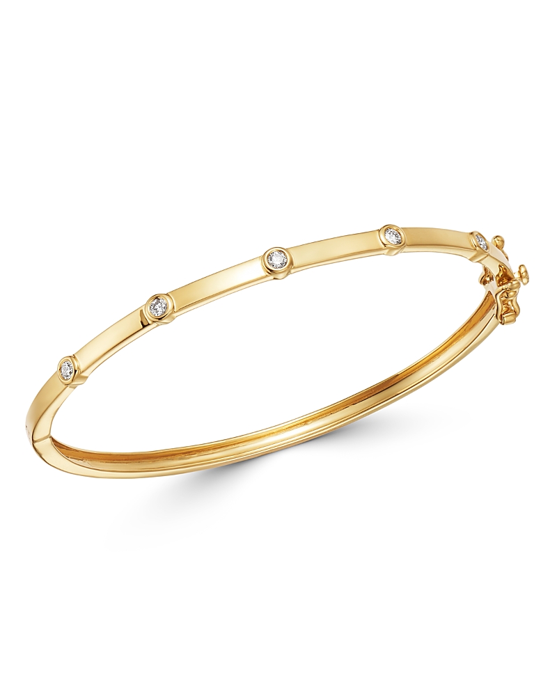 Bloomingdale's Fine Collection Diamond Bezel Set Bangle Bracelet in 14K Yellow Gold, 0.20 tcw