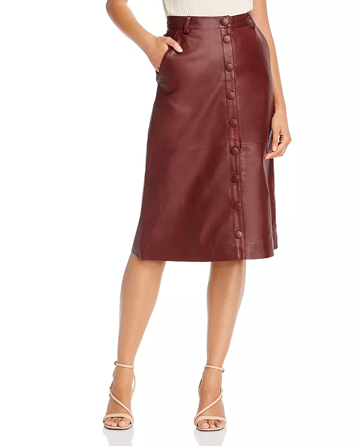 Birger Christensen Bellis Leather A-Line Skirt