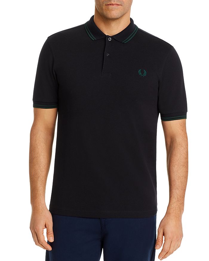 Fred Perry Twin Tipped Slim Fit Polo In Navy / Ivy / Ivy