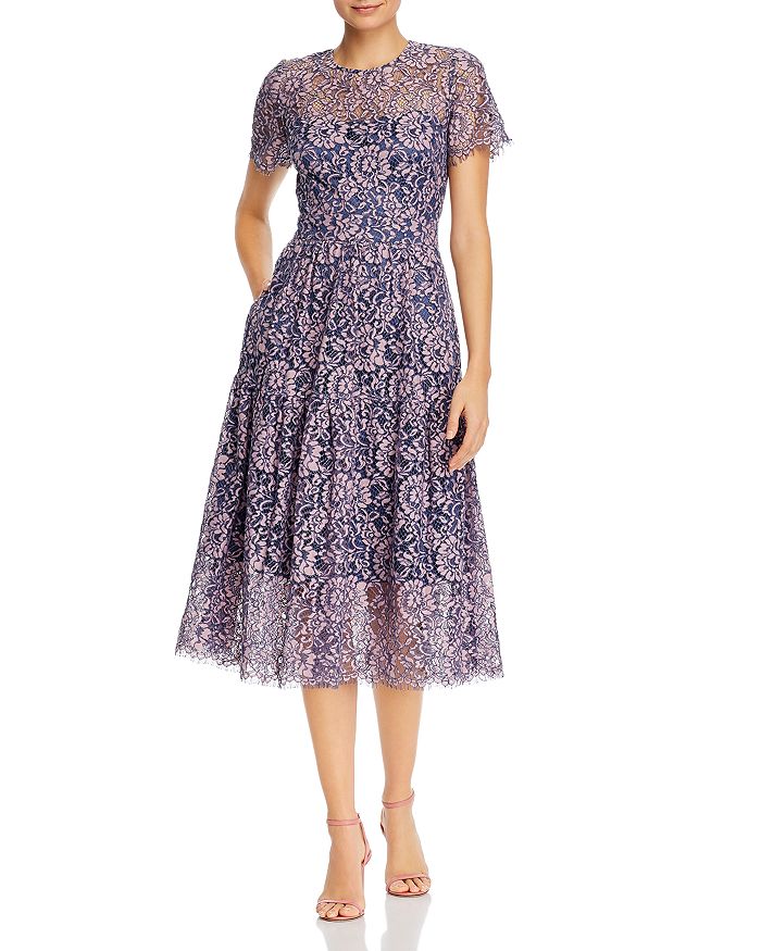 Eliza J Lace Fit-and-Flare Midi Dress | Bloomingdale's