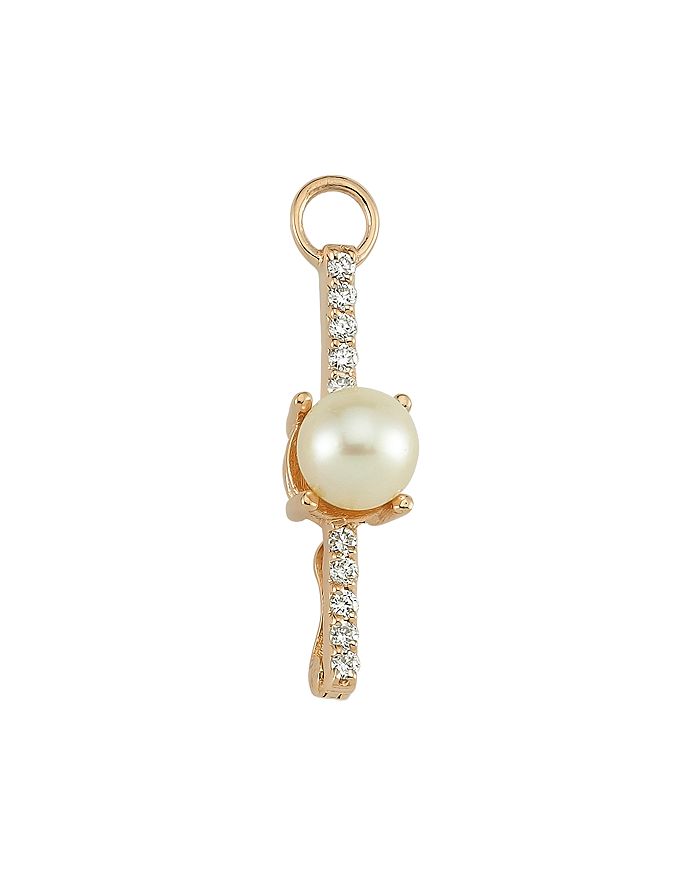 Own Your Story 14k Gold Cultured Freshwater Pearl & Diamond Brilliant-cut Earring Connector Charm In Diamond Mix/white