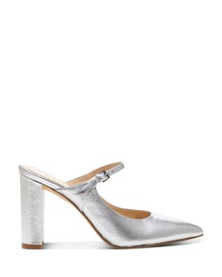 silver mules shoes
