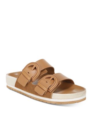 Vince Tan Suede Double Strap Slides Vince Tan Suede Double Strap Benetta Slide Mule Block Heel  main image 3