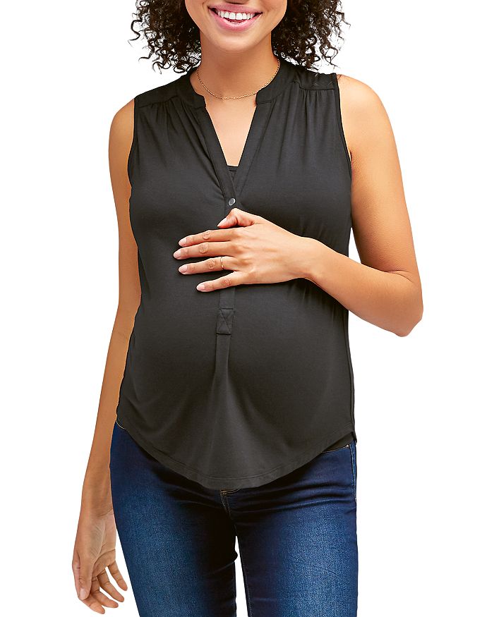 Nom Maternity Mia V-neck Maternity & Nursing Top In Black