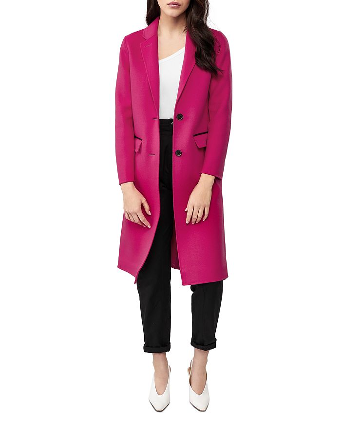 Mackage Leather Trim Two-button Coat In Fuchsia