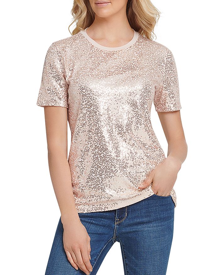 Dkny Sequin Top In Blush