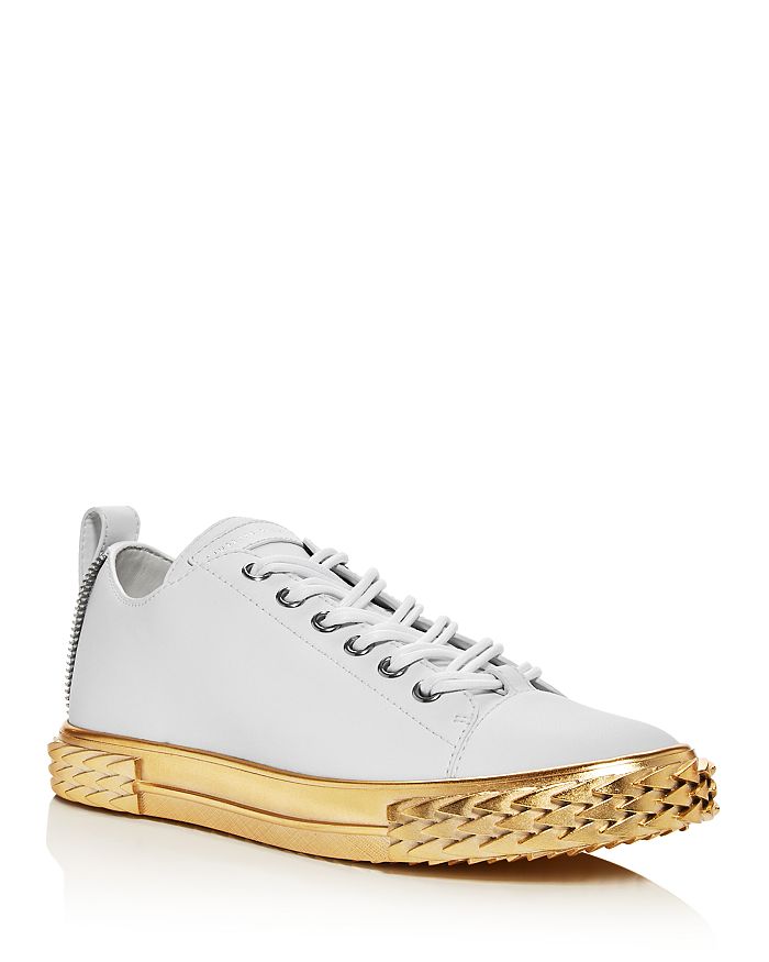 Giuseppe Zanotti Men's Blabber Metallic Leather Low-top Sneakers In White