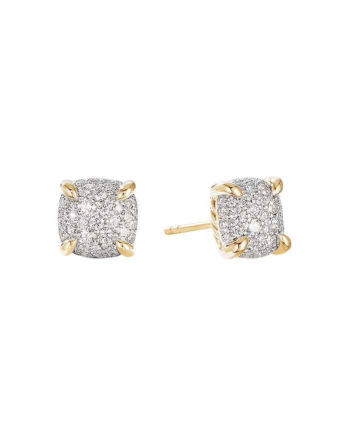 David Yurman - Ch&acirc;telaine&reg; Stud Earrings in 18K Yellow Gold with Full Pav&eacute; Diamonds
