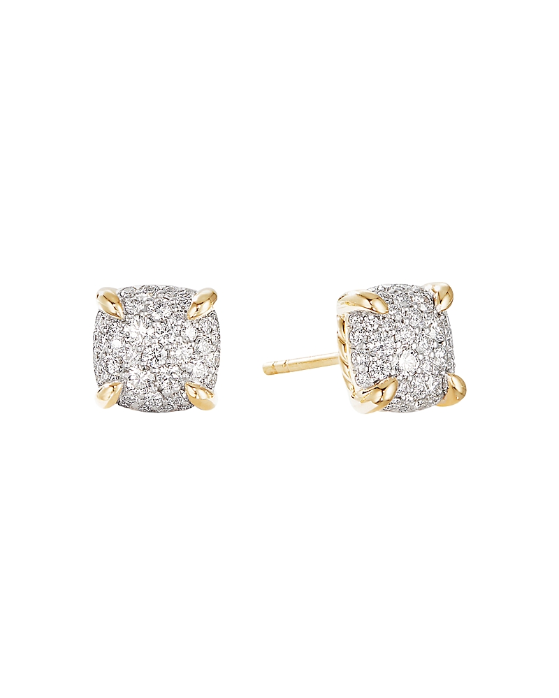 David Yurman Chatelaine Stud Earrings in 18K Yellow Gold with Full Pave Diamonds