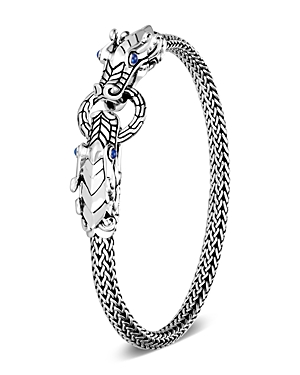 John Hardy Sterling Silver Legends Naga Blue Sapphire Double Dragon Chain Bracelet
