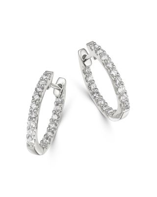 14k white gold diamond huggie earrings