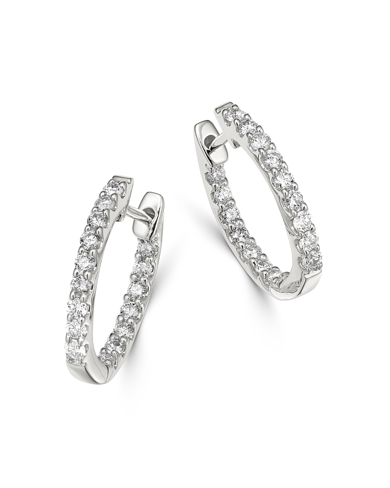 Bloomingdale's Fine Collection Diamond Huggie Hoop Earrings in 14K White Gold, 0.5 tcw