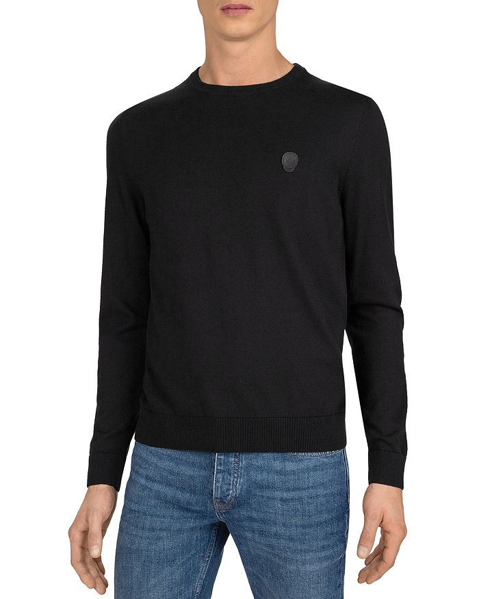 THE KOOPLES FAUX-LEATHER PATCH SWEATER,HPUL20007K