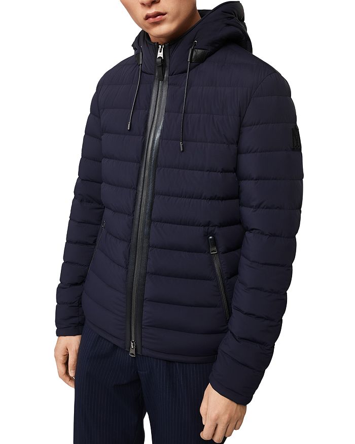 Mackage Channel-quilted Hooded Jacket In Navy