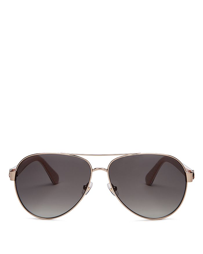Kate Spade New York Women's Geneva Brow Bar Aviator Sunglasses, 59mm In Pink/gray Polarized