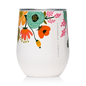 Shop Corkcicle Rifle Paper Co. Lively Floral Stemless Wine Cup, 12 Oz. In Gloss Cream Lively Floral