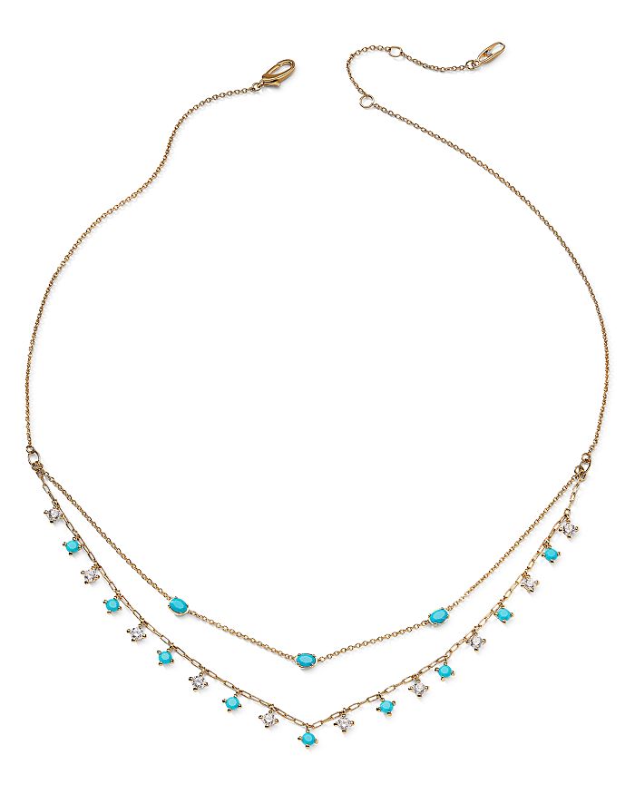 Nadri Layered Shaky Necklace, 16-18 In Blue/gold