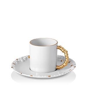 L'OBJET L'OBJET HAAS MOJAVE ESPRESSO CUP & SAUCER WITH GOLD ACCENTS,HB255