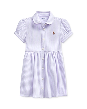 Ralph Lauren Girls' Striped Oxford Dress & Bloomers Set - Baby In Purple
