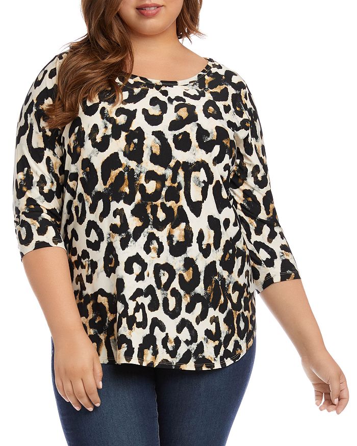 Karen Kane Plus Cheetah Print Shirttail Top | Bloomingdale's