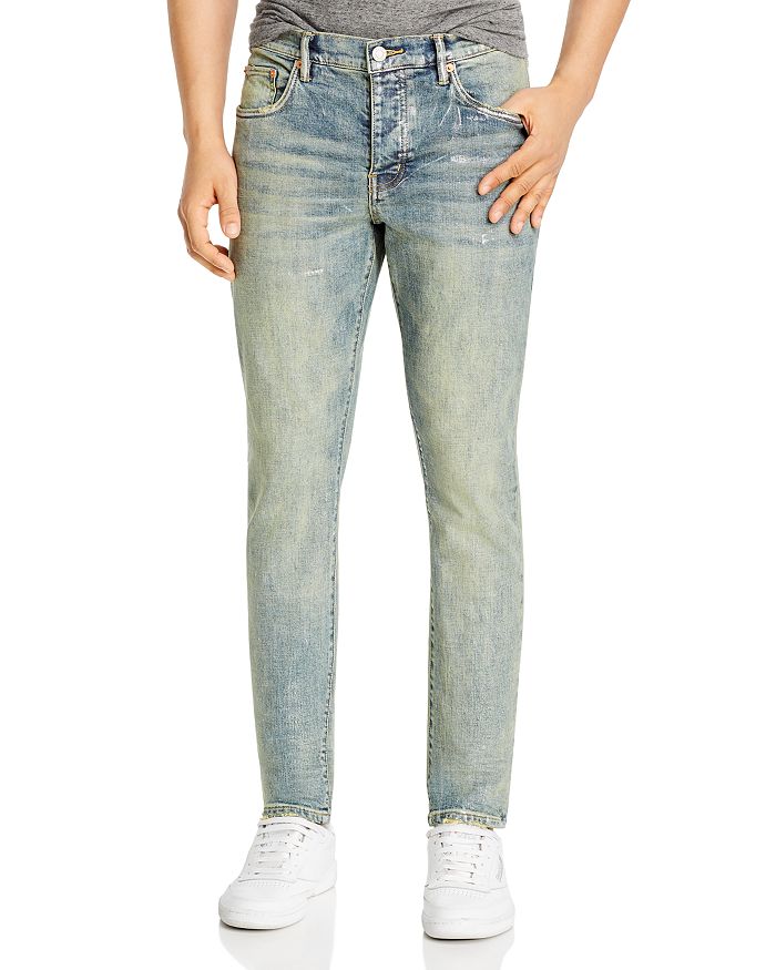 Buy PURPLE BRAND Stained Cobalt Low Rise Slim Jeans 'Light Indigo
