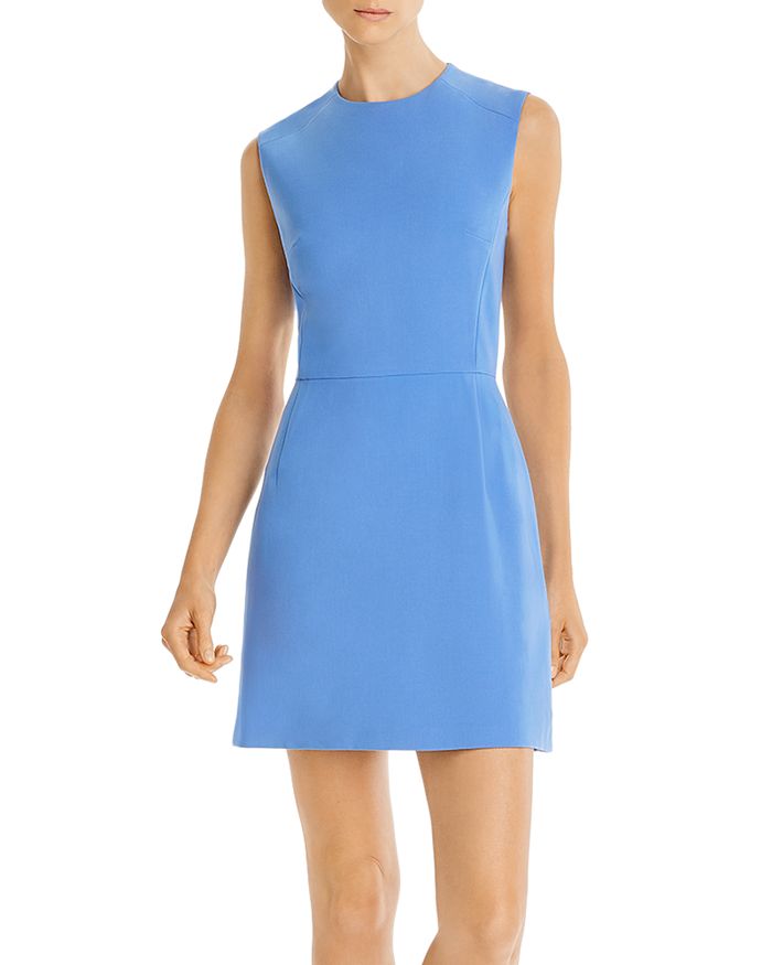 French Connection Whisper Sundae Solid Mini Dress In Chalk Blue