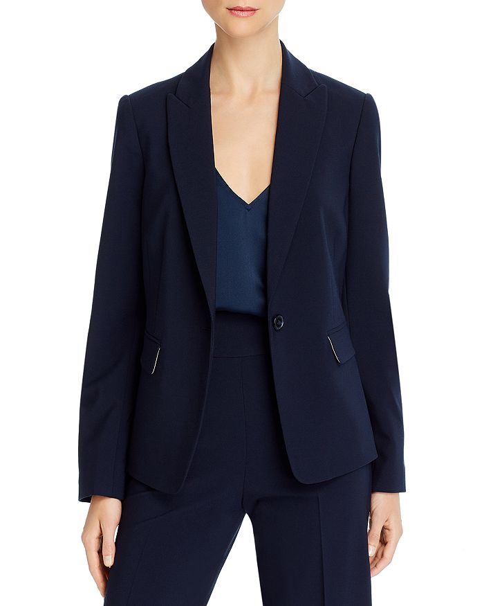 Rebecca Taylor Tailored  Long-sleeve One-button Blazer In Navy