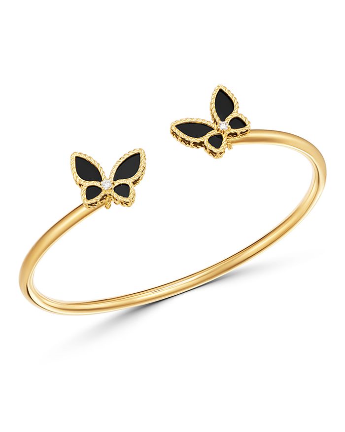 Roberto Coin 18k Yellow Gold Onyx & Diamond Butterfly Bangle Bracelet - 100% Exclusive In Black/gold