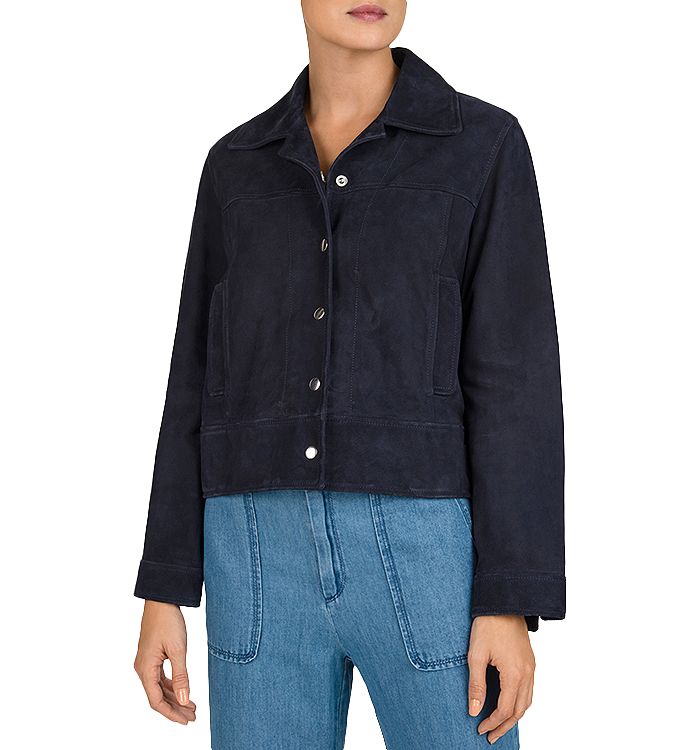 Gerard Darel Germana - Short Goat Leather Jacket In Blue