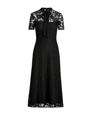 Ralph Lauren Lace Tie-Neck Fit-And-Flare Dress | Bloomingdale's