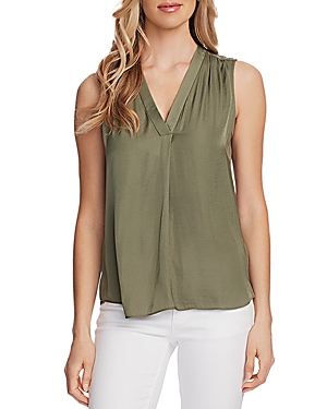 Vince Camuto Shirred High/low Tank In Light Sage