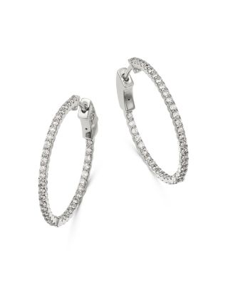 Bloomingdale's Fine Collection Micro-pave Diamond Inside Out Hoop Earrings in 14K White Gold, 0.75 ct. t. w. - Exclusive