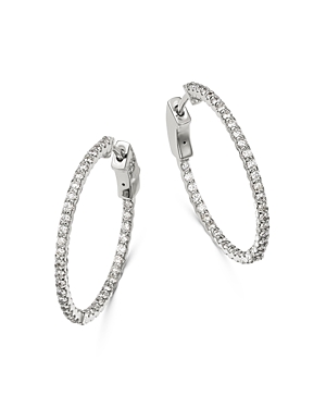 Bloomingdale's Micro-pave Diamond Inside Out Hoop Earrings in 14K White Gold, 0.75 ct. t.w. - 100% E